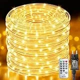 Bzavor 20M 400 LED Lichterschlauch Außen mit Stecker Fernbedienung,Lichterkette Außen 8 Modi Dimmbar IP44 Wasserfest,Lichterschlauch Für Innen Außen Weihnachten Garten Terrasse Zaun Hof Deko Ø5mm