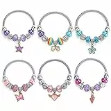 Powerking Armband Mädchen, Pandora Mädchen Schmuck Perlen Armbänder Set Mitbringsel als Geburtstagsgeschenk für Kinder und kleine Mädchen 6 Stück