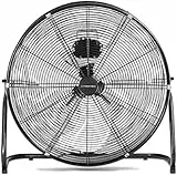 TROTEC Bodenventilator TVM 24 D – 124 Watt, Neigungswinkel 135°, 3 Stufen, Ø 60 cm, kippfester Stand, leise, Schwarz