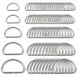 Belle Vous 120 Stk D Ringe Silber Metall Ring – Verschiedene D Ringe Vernickelt Halbringe - Nicht Geschweißt Paracord Verschluss Ring für Hundeleine, Halsband, Karabiner, Gurt, Rucksack, DIY Zubehör