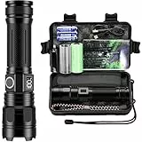 Akdomart Taschenlampe LED, 500000 Lumen Taschenlampe Batteriebetrieben USB Aufladbar, XHM 70.2 LED Flashlight Extrem Hell, IP67 Wasserdicht 5 Lichtmodi AK-01 Taschenlampen (Schwarz)
