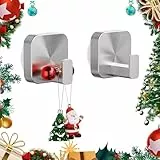 TAILI Badezimmer Handtuchhaken mit Vakuum Saugnäpf Edelstahl 2 Stück Saugnapf Haken Ohne Bohren Wiederverwendbare, Wasserdicht Abnehmbarer für Bad, Handtuch, Bademäntel - Quadrat, Typ A, Silber