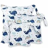 Rinfency 3 Stück Wetbag Groß Kindergarten für Baby Personalisiert Nappy Bag, Lässig Nasstasche Wechselwäsche Schwimmsachen wasserdichte Windeltasche, Klein Bikini Wet Bag Schwimmen Set (XL)