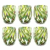 MAZZEGA ART & DESIGN – 6 Wassergläser aus mundgeblasenem Glas mit raffiniertem und originellem Murano-Murrin – Die Farben von Murano – Modell „Colombina 435 ml“. Hergestellt in Italien (Verde, 6)