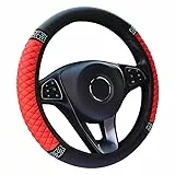 Flaconi Lenkradbezug Auto,Auto Zubehör,Lenkradbezug,Autozubehör Lenkradbezug,Autozubehör Innenraum,Lenkradhüllen,Lenkradbezug Leder,Autolenkradbezug,Lenkradschutz (Rot)