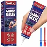 YAFLC Textilkleber permanent 75ml, Stoffkleber für Patch, transparenter Stoffkleber für Kleidung, permanent waschbar, Lederkleber für alle Stoffe, Baumwolle, Denim, Flanell, Polyester