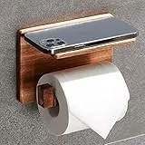 DEKAZIA® Toilettenpapierhalter ohne Bohren Holz | Klopapierhalter mit Ablage & selbstklebend | Klorollenhalter für WC/Badezimmer | WC Rollenhalter als Bad Deko | Toilettenrollenhalter