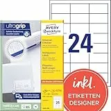 AVERY Zweckform 3658-200 Adressaufkleber (4.800 plus 480 Klebeetiketten extra, 64,6x33,8mm auf A4, bedruckbare Absenderetiketten, selbstklebende Adressetiketten mit ultragrip) 220 , weiß