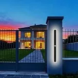 ANKBOY Wandleuchte Lange Aussen IP65 Aussenlampe mit Bewegungsmelder LED Villa Schwarz Wasserdicht Außenwandleuchte Naturweiß 4000K Modern Außen Wandlampe für Porch, 60cm/20W