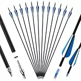 SERfawnCH 12er Carbonpfeile 30 Zoll für Recurvebögen, Compoundbögen & Langbögen Bogenpfeile Training & Übung mit Carbon-Schaft & abnehmbaren Spitzen
