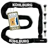KOHLBURG 200cm Sicherheits- Kettenschloss - Schloss mit 8,3mm starker 4-Kantkette aus Spezialstahl- 2 Meter extra lang - sicheres Fahrradschloss 2m Länge - 4 Schlüssel für E-Bike Fahrrad & Motorrad