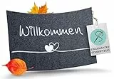 WELLMODA® Fußmatte Willkommen I Inkl. genähter Schriftzug I Waschmaschinen geeignet & rutschfest I Fussmatte für außen & innen I Fußabtreter für Haustür, Garten & als Geschenkidee 40x60 cm