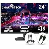 Smart Tech Monitor 24 Zoll, Business PC Bildschirm mit Lautsprecher, IPS Panel, FHD Monitor 1080p, Adaptive-Sync, 4ms, Eye Comfort, VESA 75x75, USB-C HDMI1.4 VGA