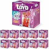 LOYD - Eistee Erdbeere & Himbeere - 10 x 30g - Pyramidenbeutel, Sommerlicher Ice Tea, Aromatisiertes Süßer Kalter Tee, mit Natürlichen Zutaten, Wasser mit Geschmack, Ohne Zuckerzusatz, Cold Brew