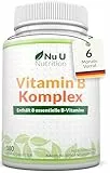 Vitamin B Komplex - 180 Vegan Tabletten - Alle 8 B Vitamine in einer Tablette - 6 Monate - Vitamine B1, B2, B3, B5, B6, B12, Biotin & Folsäure - Nahrungsergänzungsmittel von Nu U Nutrition