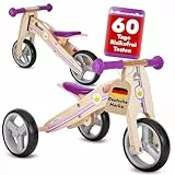 BIKESTAR Mini Kinder Laufrad Holz Lauflernrad mit DREI Rädern für Jungen und Mädchen ab 1 – 1,5 Jahre | 2 in 1 Kinderlaufrad | Kleine Prinzessin | Risikofrei Testen