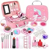 Dreamon Kinderschminke mädchen, Waschbar Make up Spielzeug für Mädchen Kinder Nagellacke mit Koffer Geschenke Spielzeug 3 4 5 6 7 8 Jahre Mädchen