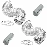 iPower nicht isolierter Flex Air Aluminium-Luftkanaltrockner-Entlüftungsschlauch für die HLK-Belüftung, 4 Klemmen enthalten 2er-Pack Ø100mm×250cm size