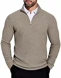 COOFANDY Sweatshirt Herren Rollkragenpullover Mit Reissverschluss Arbeits Herrenpullover Business Langarm Winter Strickpullover Mit Stehkragen Mondgrau XXL