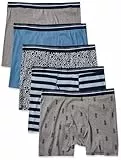 Amazon Essentials Herren Boxershorts Unterwäsche, Bequeme Baumwolle, Ohne Etikett, 5er-Pack, Ananas/Blumenaufdruck/Streifen, XL