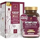 Vitactiv INTIMFLORA PROBIOTIK Milchsäurebakterien - 60 Probiotika Kapseln für Frauen - 6 Stämme, 130 Mrd. KbE/g, Akazienfasern Präbiotika - D-Mannose, Cranberry, Vitamin B3
