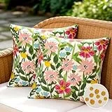 Aisybaklyn Kissenbezug 40x40 2er Set Kissenbezüge Outdoor Kissen Wasserdicht Dekokissen Kissenhüllen Sofakissen für Bankauflage Frühling Outdoorkissen Sommer Decor Zierkissensen Bunte Blume Muster