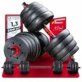 Sportstech 2in1 innovatives Hantelset AH150 | Deutsche Qualitätsmarke | Kurzhanteln & Langhantel | Hanteln im 20/30/40kg Set | Sternverschluss + langes Verbindungsstück | für Männer & Frauen