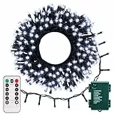 echosari Lichterkette, batteriebetrieben, 10 m, 100 LEDs, grüne Draht-Lichterkette mit Fernbedienung, dimmbar, Timer, 8 Modi, Weihnachtsbeleuchtung für Hochzeit, Baumkranz, Party, Gartendekoration
