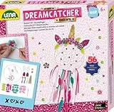Lena 42701 Dreamcatcher Einhorn - Traumfänger Bastelset für Kinder ab 6 Jahren, Kreativ werden und Traumfänger basteln, Mit bunten Perlen, Farbwolle & weiteren Deko-Elementen