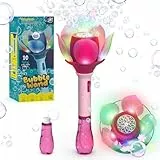 PANACARE Blumen Seifenblasenstab, Elektronische Seifenblasenmaschine Kinder mit Seifenblasenlösung/Akku/Licht, Bubble Machine Maker 10000+ Blasen Geschenk/Geburtstag/Party/Hochzeit (Pink)