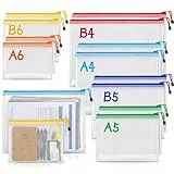 Koogel 12 Stück Dokumententaschen mit Reißverschluss, 6 Größen & 6 Farben, Wasserdichte Mesh Dokumentenmappe für Rechnung, Datei, Kosmetik, Bürobedarf, Hausaufgaben, Schule & Reise