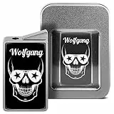 printplanet Feuerzeug mit Namen Wolfgang - personalisiertes Gasprintplanet Feuerzeug mit Design Totenkopf - inkl. Metall-Geschenk-Box