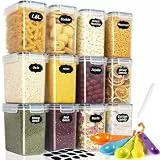 Cinnani 1.6L Vorratsdosen Set, Satz mit 12 Vorratsdosen mit Deckel Luftdicht, Müsli Schüttdose & Frischhaltedosen, BPA frei Aufbewahrungsbox Küche zur Aufbewahrung von Nudeln, Müsli, Reis, Mehl
