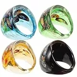 CALLARON 4 Stück Glasring im Ethno-Stil Fingerringe aus Glas für Damen Glasringe zur Dekoration personalisierte Ringe Frauenringe Straße Schmuck schmücken Fräulein
