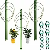 Pflanzenstützkäfige Tomatenkäfige für Garten 3 Stück Pfingstrosenunterstützung Garten Pflanzstäbe mit 8 Gartenklammern Verstellbare Pflanzen-Stützring für Tomaten Kletterpflanzen, 45 cm