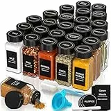 DIFULI Gewürzgläser Set aus 24 eckigen Gewürzdosen (120ml) – Ihr kompletter Gewürze Organizer mit Deckel, Streueinsatz (Gewürzstreuer), Trichter, Sieb & 340 Etiketten | Gewürzbehälter & Spice