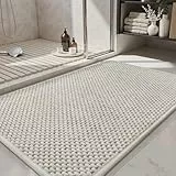 SIXHOME Badematte Zweifarbig Chenill Absorbierende Saugfähige Badematten Badteppiche rutschfest Waschbar Cremeweiß 40 * 120cm