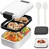 BIBURY Brotdose für Kinder und Erwachsene Mit Fächern, 1960 ML BPA-Frei, Auslaufsicher Lunchbox, Bento Box Mit Besteck und Saucenbox für Schule, Picknick & Unterwegs