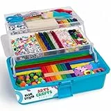 Blue Squid Arts & Crafts Box (blau) - 2800+ Stück Deluxe Bastelbedarfsbox, 2 Schubladen, 18 Fächer, stabiler Griff, Kunst-Bastelset, Geburtstagsgeschenke für Kinder, Schulbedarf für Kinder von 4–12