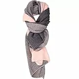SPFASZEIV Damen Schal Cashmere Imitation Wraps Deckenschal Spleißen Karo Schal Herbst Winter Top Qualität Warm Schals 2Farbe Rosa