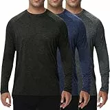 BOOJO 3er Pack Langarmshirt Herren UPF50+UV Schnelltrocknend Longsleeve Atmungsaktiv Sport Funktionsshirt Gym Langarm Laufshirt für Männer