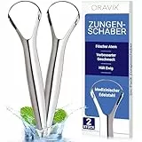 Zungenschaber Edelstahl | Zungenreiniger Set | Zungenputzer | Zungenbürste aus Edelstahl | Zungenkratzer aus Edelstahl | Tongue Scraper | Zungenreiniger Edelstahl | ORAVIX