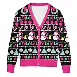ALISISTER Damen Strickjacke Weihnachten Cardigan Weihnacht V Ausschnitt mit Knopf Rentiermuster Weihnachtsjacke Lang Strick Weihnachtspulli Langarm XL