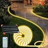 DBFAIRY 15M Solar LED Streifen Außen, 540 LED Streifen Aussenbereich, IP68 Wasserdicht Solar LED Band mit Fernbedienung Timer, LED Strip für Garten, Terrasse, Balkon Deko (Warmweiß)