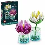 LEGO Botanicals Seerosen - Kunstblumen Set mit 2 künstlichen Topfpflanzen in transparenten Vasen - DIY Kinderzimmer Deko - Geschenk für Mädchen ab 9 Jahren & Erwachsene Blumenliebhaber - 11511