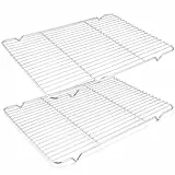 HaWare Abkühlgitter, Edelstahl Groß Kuchengitter Backgitter 2er Set, 42 x 29,2 x 2 cm, Rechteckig Auskühlgitter zum Backen Braten Kühlen Grillen - Gesund & Langlebig, Spülmaschinenfest