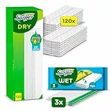 Swiffer Bodenwischer Mit 120 Trockenen Und 3 Feuchten Bodentüchern, Nimmt 3x Mehr Staub, Schmutz & Haare Auf Als Ein Herkömmlicher Besen Oder Mopp