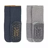 LÄSSIG Unisex Kinder Anti-Rutsch Socken 2er Set/Blue-Grey Größe 27-30