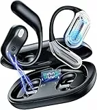 Open Ear Kopfhörer Bluetooth 6.1 KI 50 Std Sport Kopfhörer mit Bequem Flexiblem Ohrhaken 4 ENC Mic Doppel LED Ladebox 1std Schnellladung Open Ear Ohrhörer Smart Touch On Ear Sportkopfhörer für Laufen