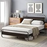 Zinus Soren Bett 90x200 cm - Höhe 30 cm - Metall Plattform Bettgestell mit Kopfteil und Fußteil - Schwarz